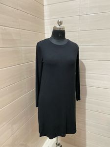 Black Ribbed Turtleneck Dress