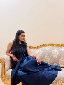 Royal Blue Crop Top  Saree