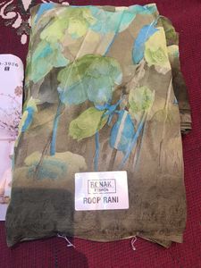Beautiful Green Fancy and Floral Print Saree