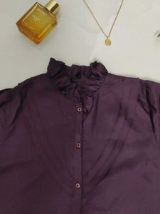 Elegant Purple Ruffle Neck Blouse💜✨