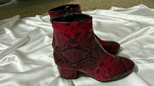 Red Snake Print Boots