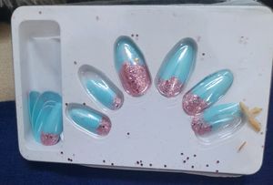 Light Blue fake Nails