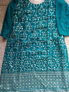 Embellished Teal Kurta and lehnga