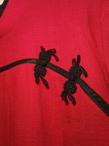 Red Mandarin Chinese Top with Black Accents