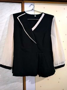 Fancy B&amp;W Peplum Top ♠️