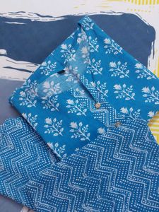Beautiful 3 pcs Blue Floral Print Kurta set