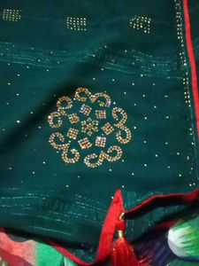 Stunning Embellished Teal Saree