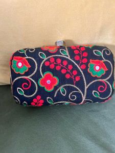Floral Embroidered Clutch