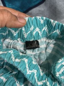Teal Floral Print Kurta Set