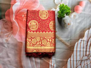 Stunning Red Banarasi Silk Saree