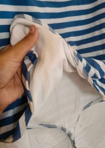 Blue &amp; White Striped Long Sleeve Bodysuit