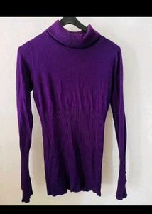 Ribbed Purple Turtleneck Top