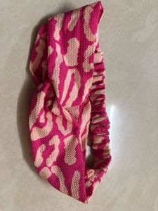 Trendy Pink Leopard Print Twisted Knot Headband