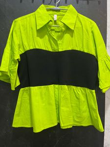 Lime Green &amp; Black Peplum Top