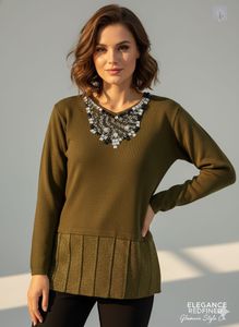 Elegant Olive Green Embellished Top