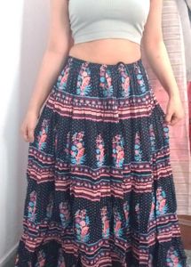 Boho Floral Print Maxi Skirt