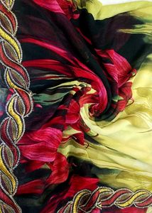 Floral Print Saree with Embellished Border
