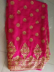 Vibrant Pink Embroidered Saree