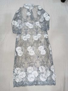 Silver Party Kurta With Inner