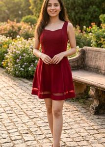Maroon A-Line Dress