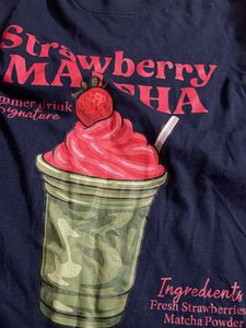 Navy Blue "Strawberry Matcha" Graphic Tee