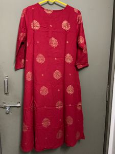Rangmanch Red Kurta with Gold Print