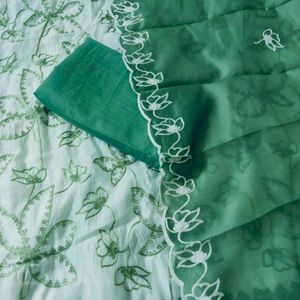 GreenUnstitched Suit Dress Material , partywear su