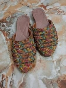 Embroidered Mule Flats