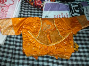 Vibrant Orange Brocade Dupatta with Tassels