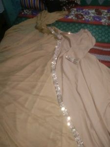 Elegant Beige Kurta Set with Embellished Dupatta