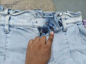 Light Wash Denim High-Waisted Shorts