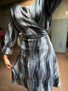 Elegant Striped Wrap Dress