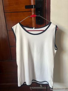 2 White Ribbed Square Neck T-Shirt