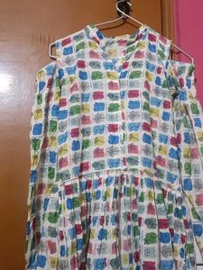 Colorful Patterned Cold Shoulder Dress