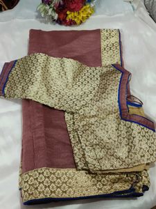 Elegant Rose Pink Saree with blouse