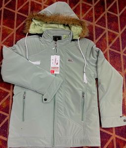 Women's Light Green Fur Hooded Jacket