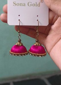 Colorful Silk Thread Jhumka Earrings - Handmade