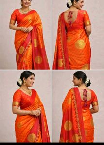 Vibrant Orange and Pink Saree with Blouse piece