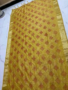 Beautiful Yellow saree with Tassels