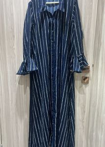 Navy Blue Striped Maxi Dress