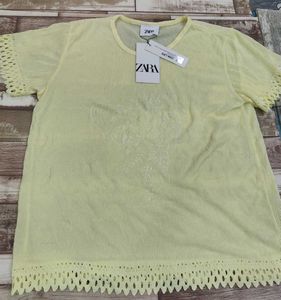 Zara Embroidered Lace Trim Top - XL
