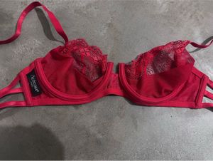 Acousma Paris Red Lace Strappy Cage Bra - Size 32