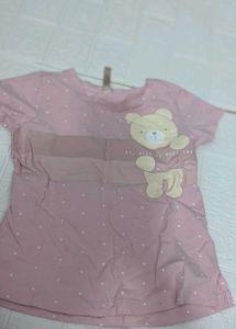 Pink Polka Dot top and light green shorts
