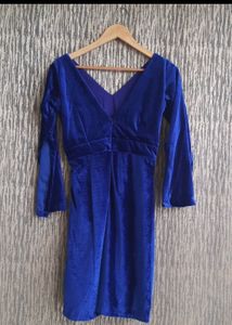 Blue Velvet Dress Bust 36 Length 35