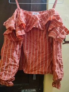 Chic Off-Shoulder Striped Ruffle Top