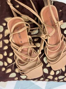 Nude Lace-Up Sandals
