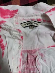 women white and pink tye &amp; dyed casual shirt