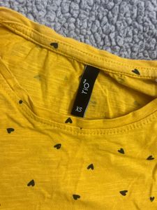 Yellow Heart Print Tee