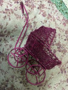 Metal Pink Wire Baby Stroller Decor
