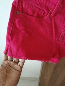 Pink Distressed Shorts